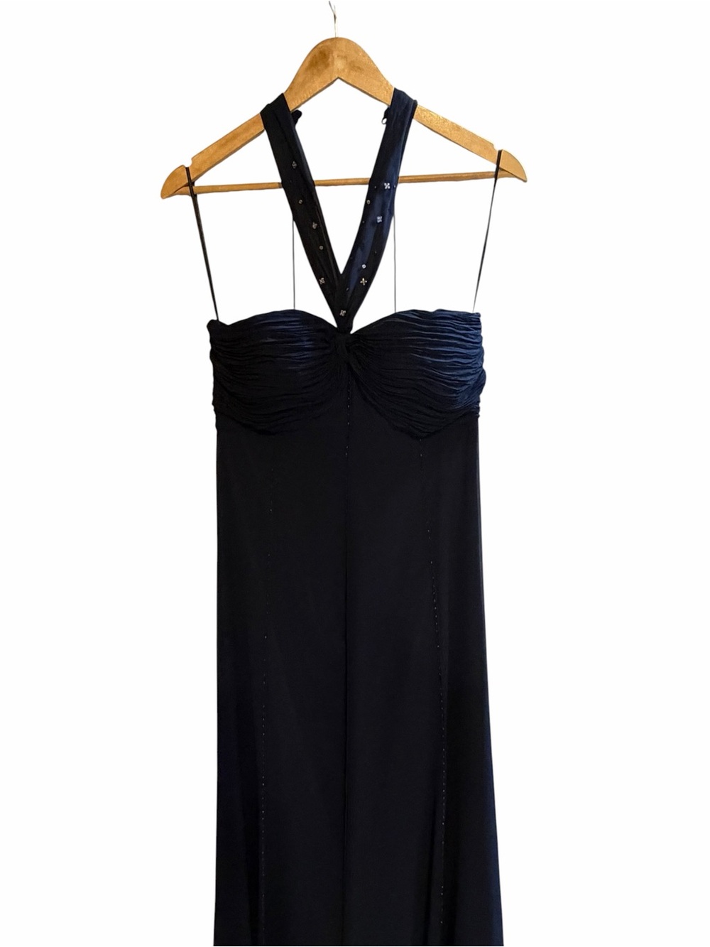 Gina Bacconi Navy Halter Maxi Dress Prom Elegant Evening dress - Picture 3 of 7